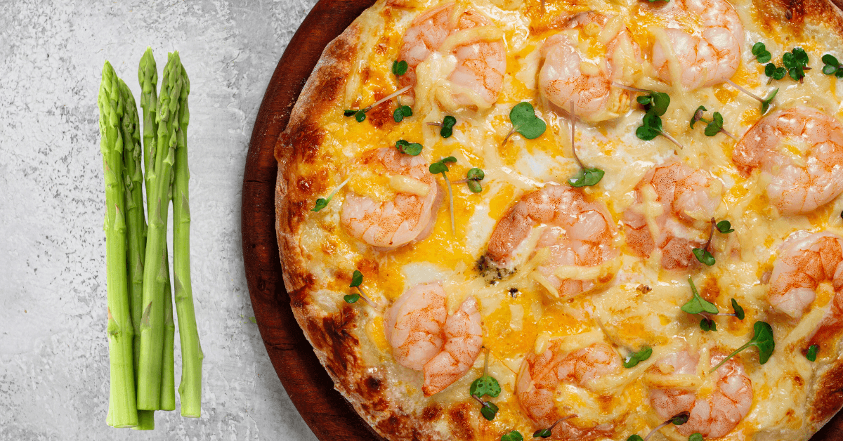 pizza crevettes fromage fondant garniture fruits de mer