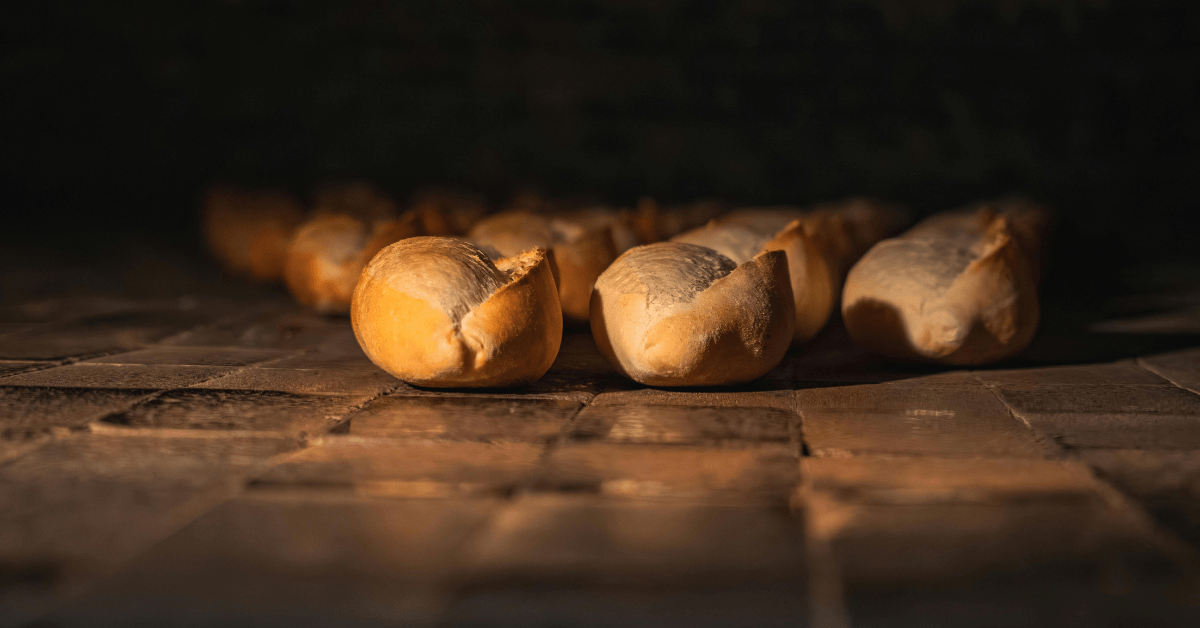 pâtons cuits au four texture mie pain fermentation pâte pizza