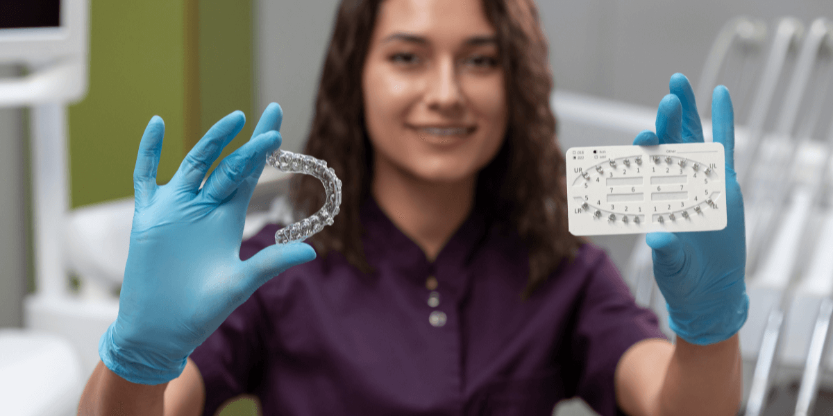 Invisalign clear aligners used to straighten teeth discreetly