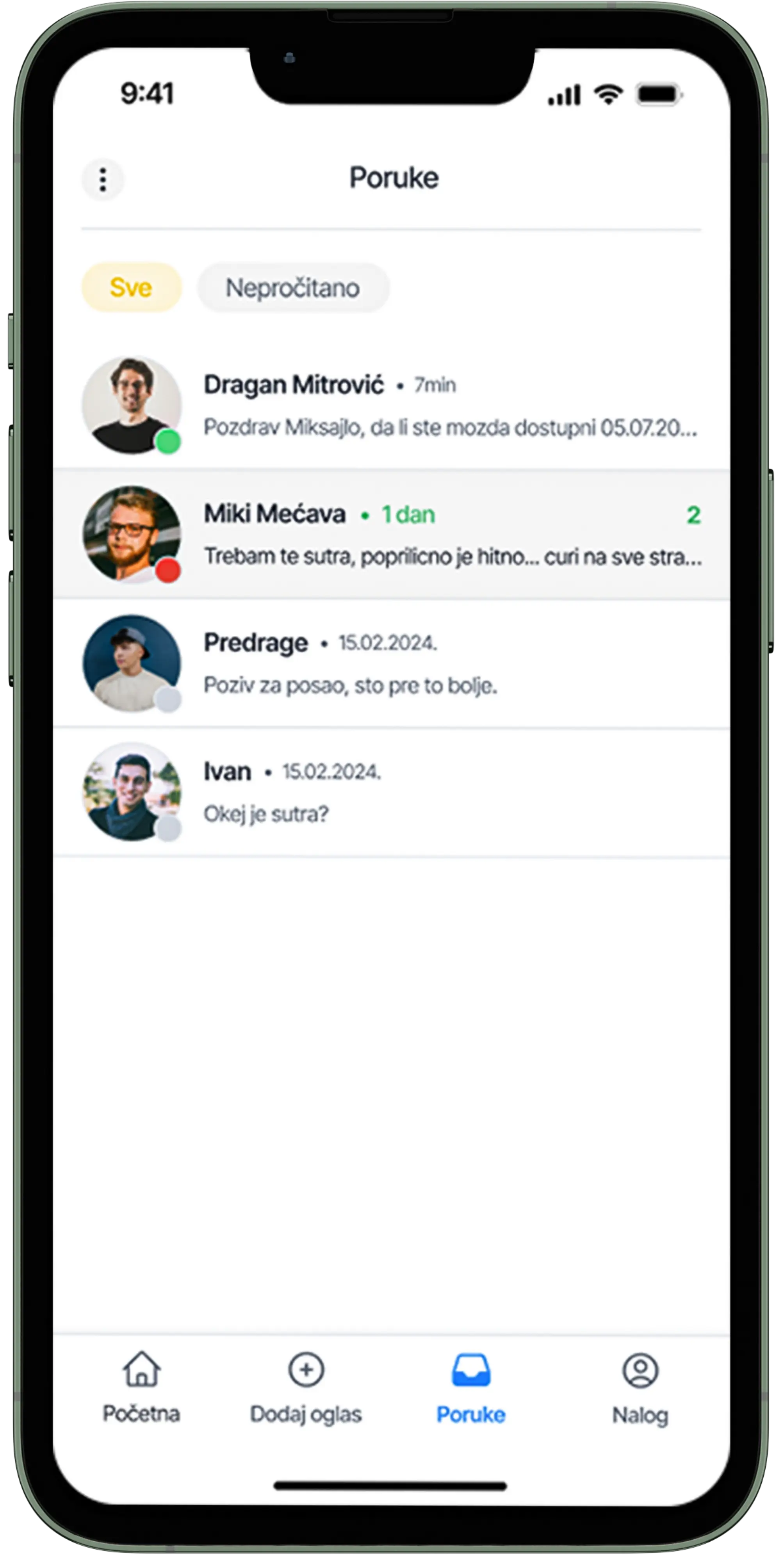 Slika inboxa fix4you aplikacije na ekranu telefona