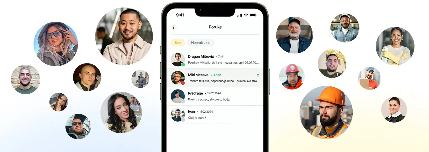Inbox of handyman that is using fix4you app and getting jobs in his inbox