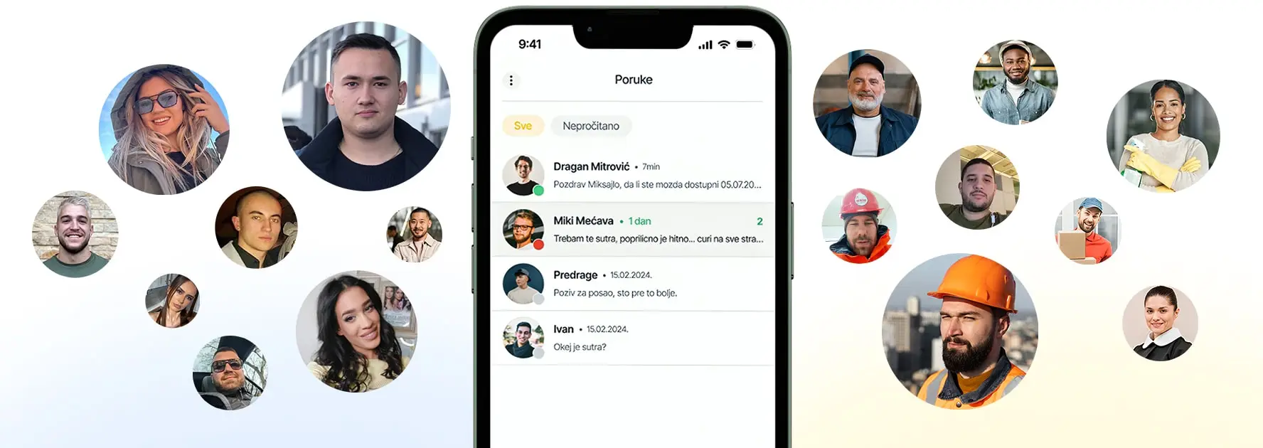 Inbox of handyman that is using fix4you app and getting jobs in his inbox