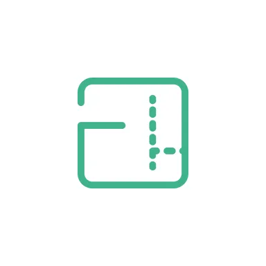 Logotipo moderno con líneas verdes que forman un diseño abstracto y geométrico sobre un fondo negro.