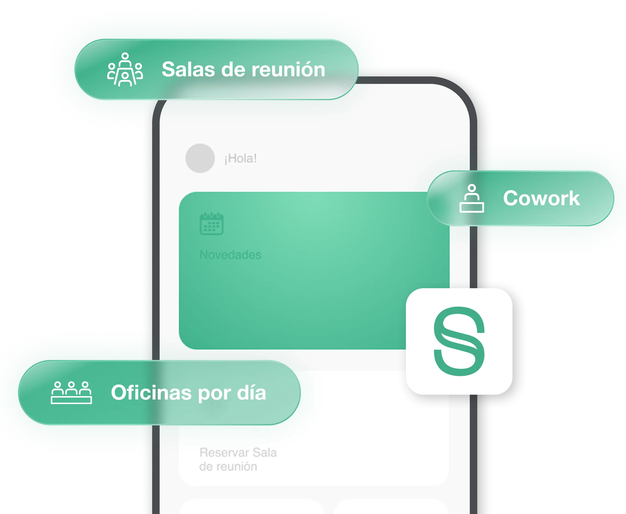App de Sinergia para reservar salas de reunión, cowork y oficinas por día