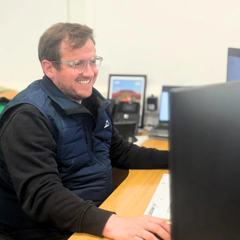 Wright Renewables Commercial Solar Panel Installer at his desk in Worksop. Also covers the Sheffield, Doncaster and general Nottinghamshire and South Yorkshire Area