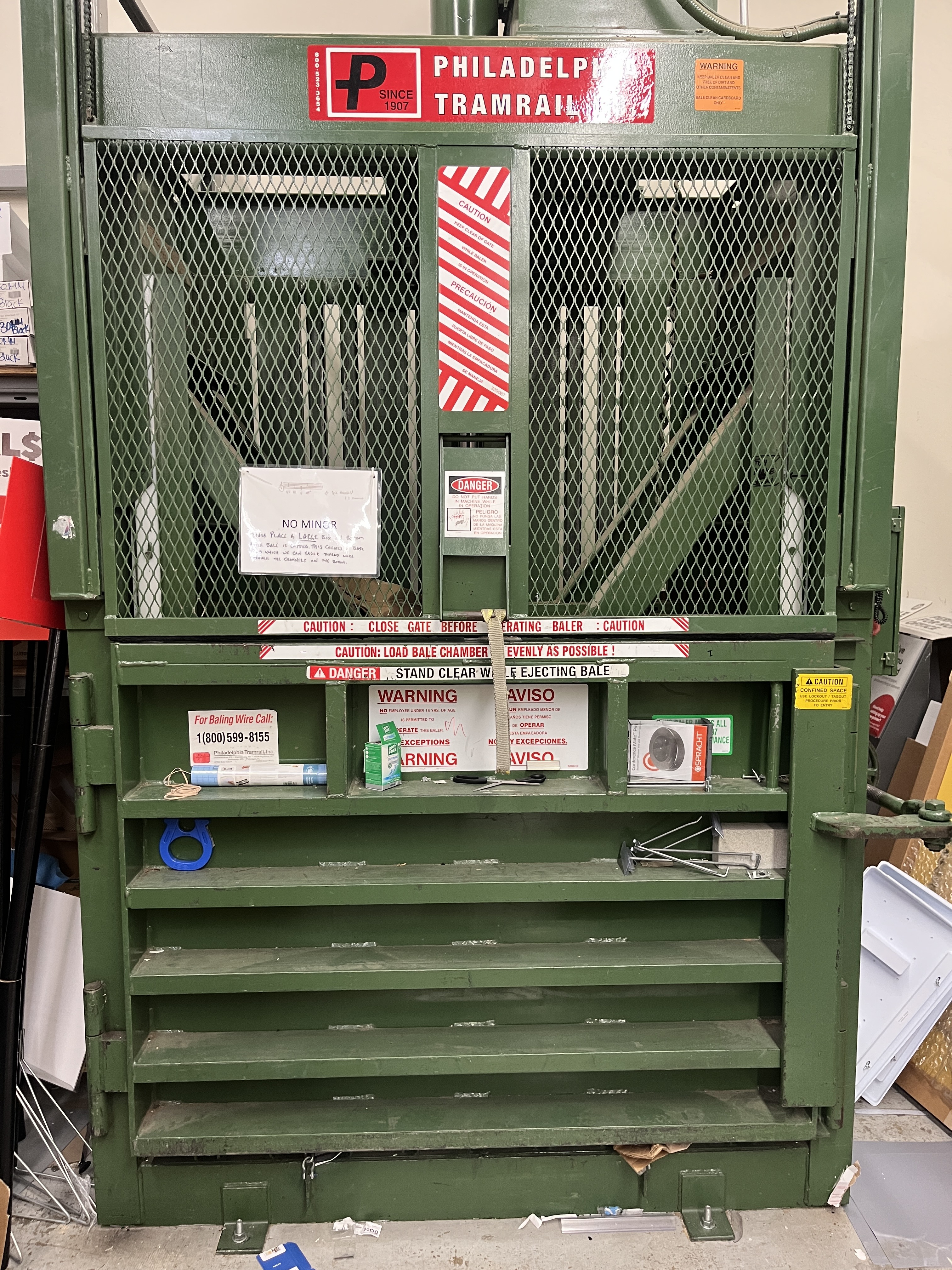 PTR 3400HD Vertical Downstroke Baler for compacting cardboard and dry waste in retail, warehouse, and industrial environments