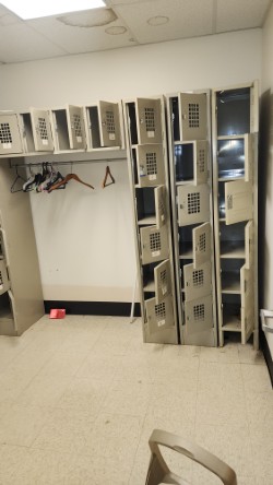 Used employee lockers from Rite Aid store, metal storage lockers for staff breakrooms or warehouse locker rooms available in liquidation sale.