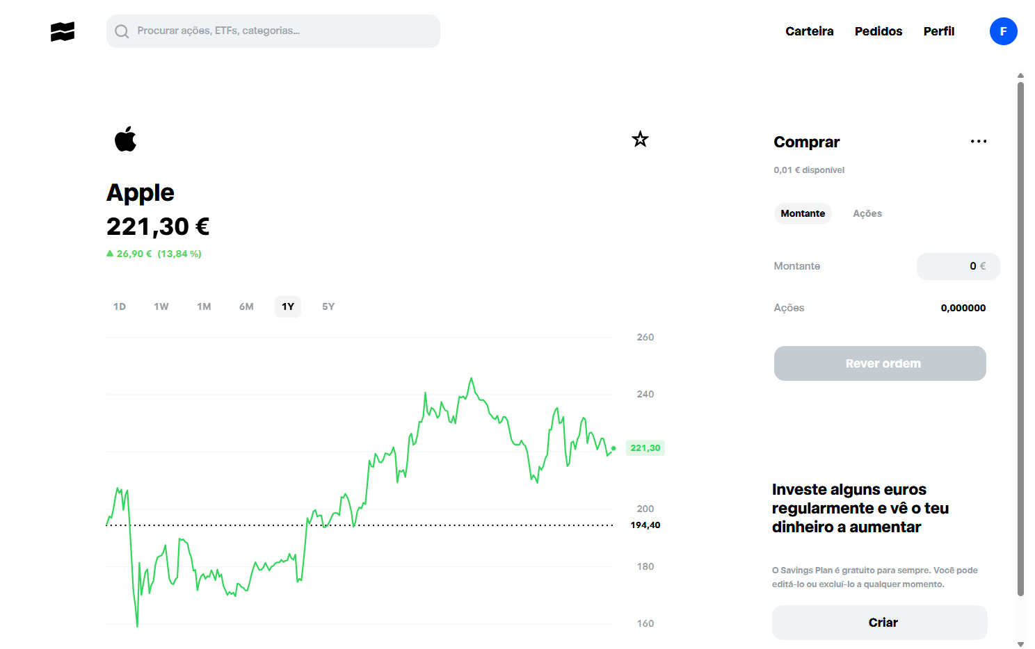 Trade Republic main dashboard