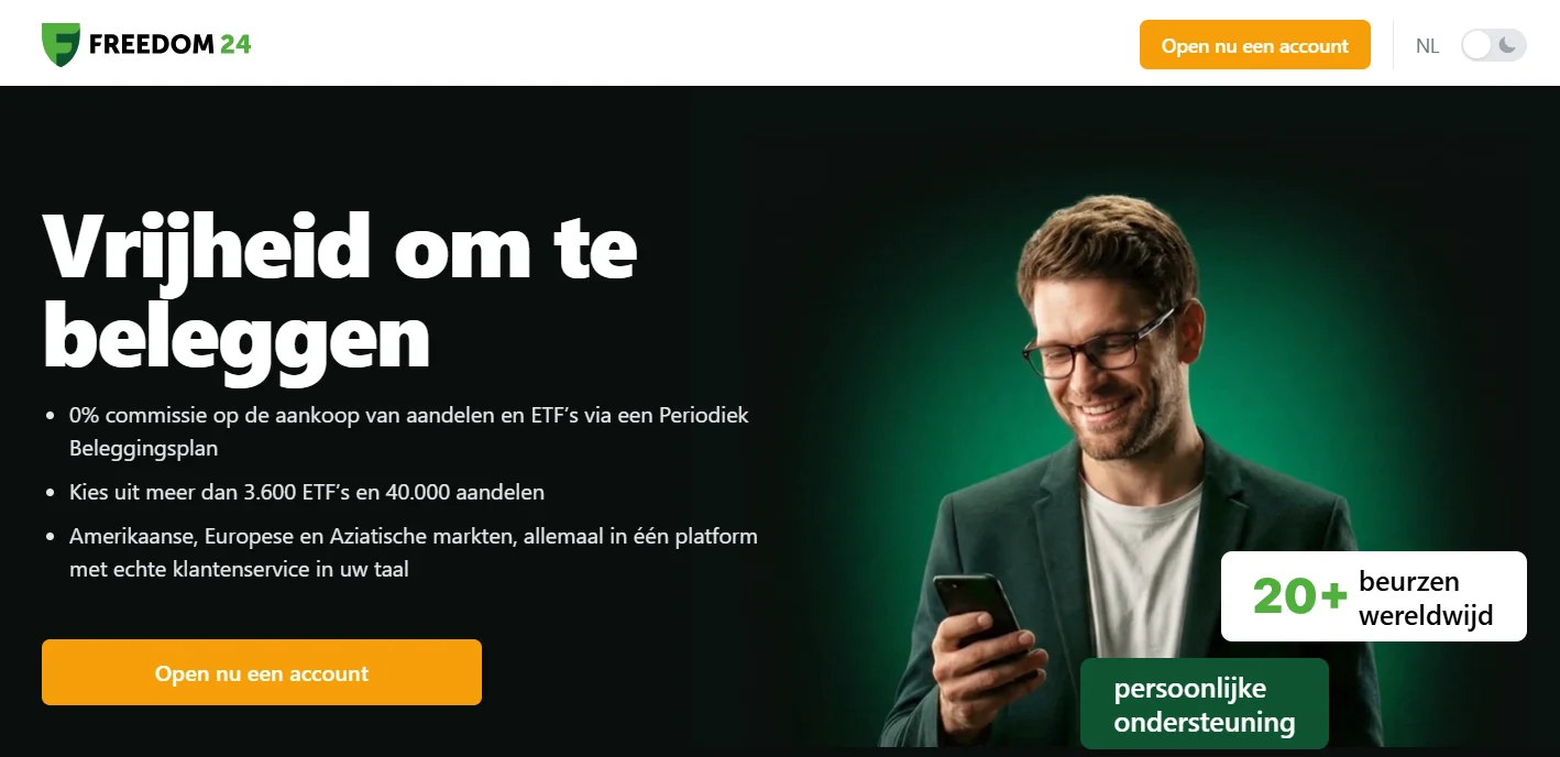 Startpagina van Freedom24 voor Nederlandse beleggers