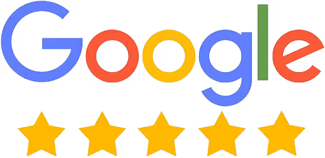 Google logo above five yellow stars indicating a five-star rating.