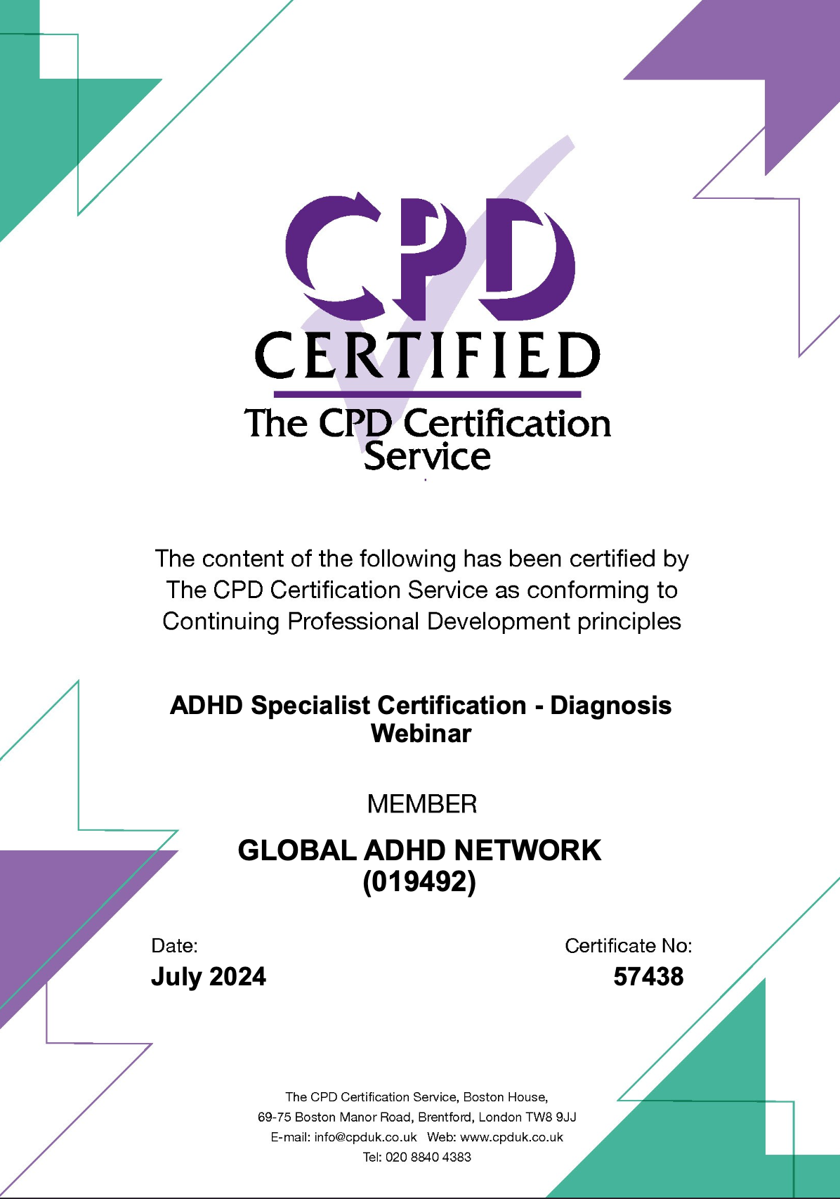 CPD certificate The CPD Certification Service