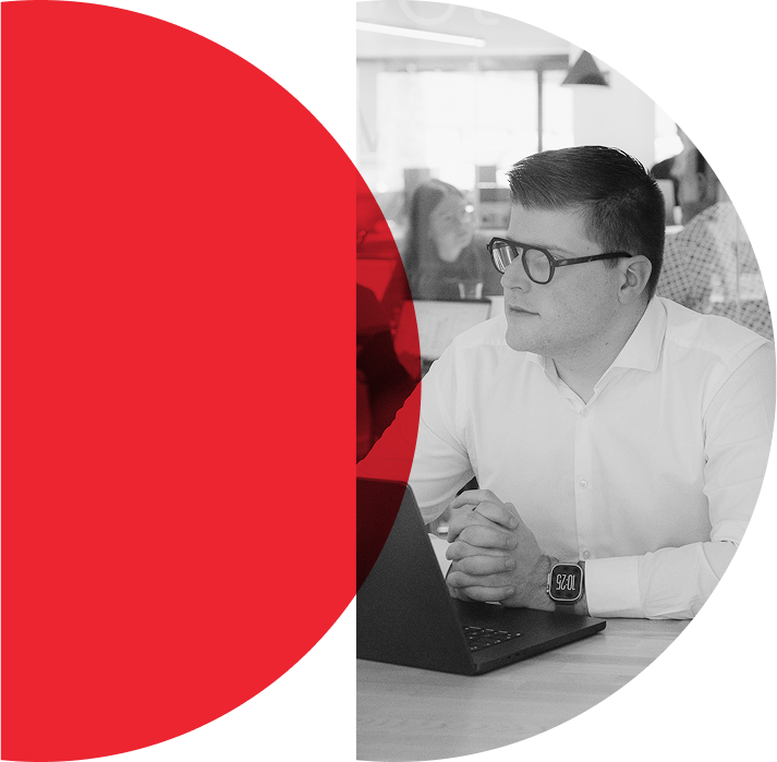 Decorative image, with partly an image of the founder Bauke Hoerée