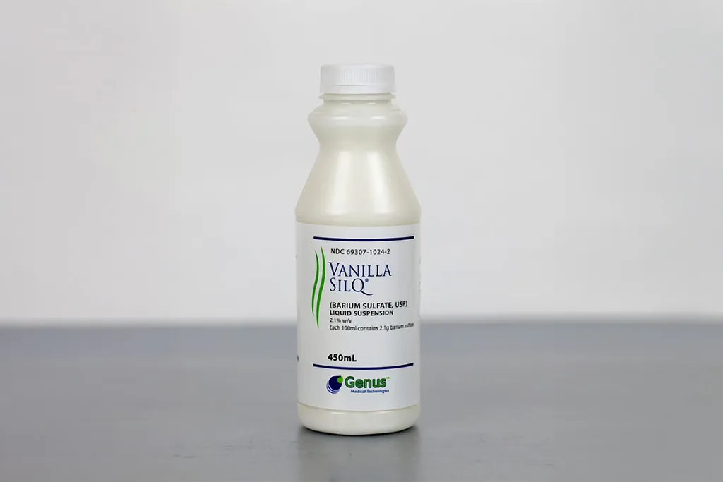 Bottle of Vanilla SilQ barium sulfate suspension, product code 256-1024