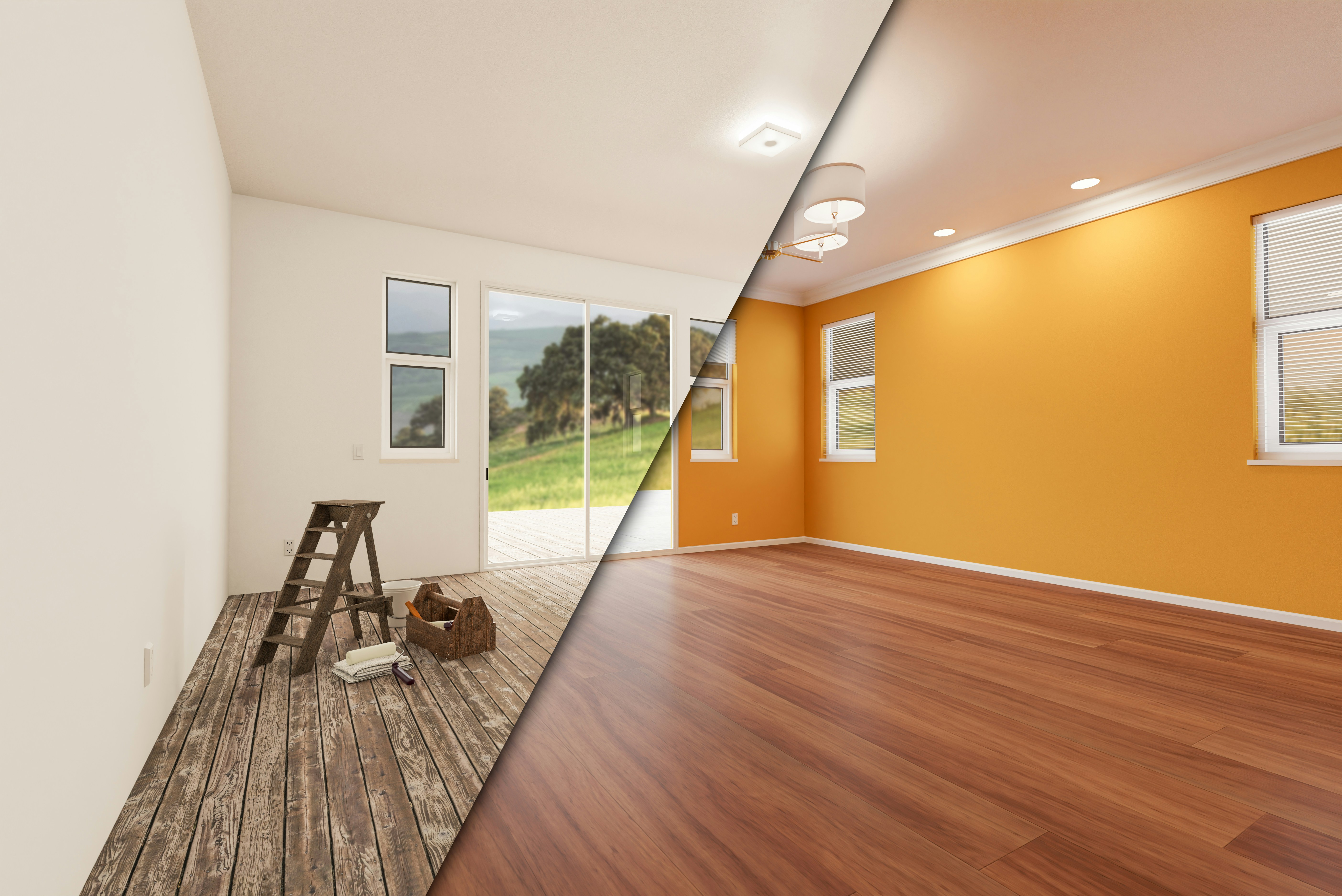 Before and after results of a home renovation financed through a Home Equity Loan