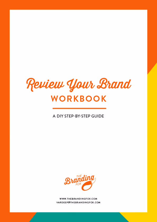 Front cover of Review Your Brand Workbook - A DIY branding guide and free resource for brands 