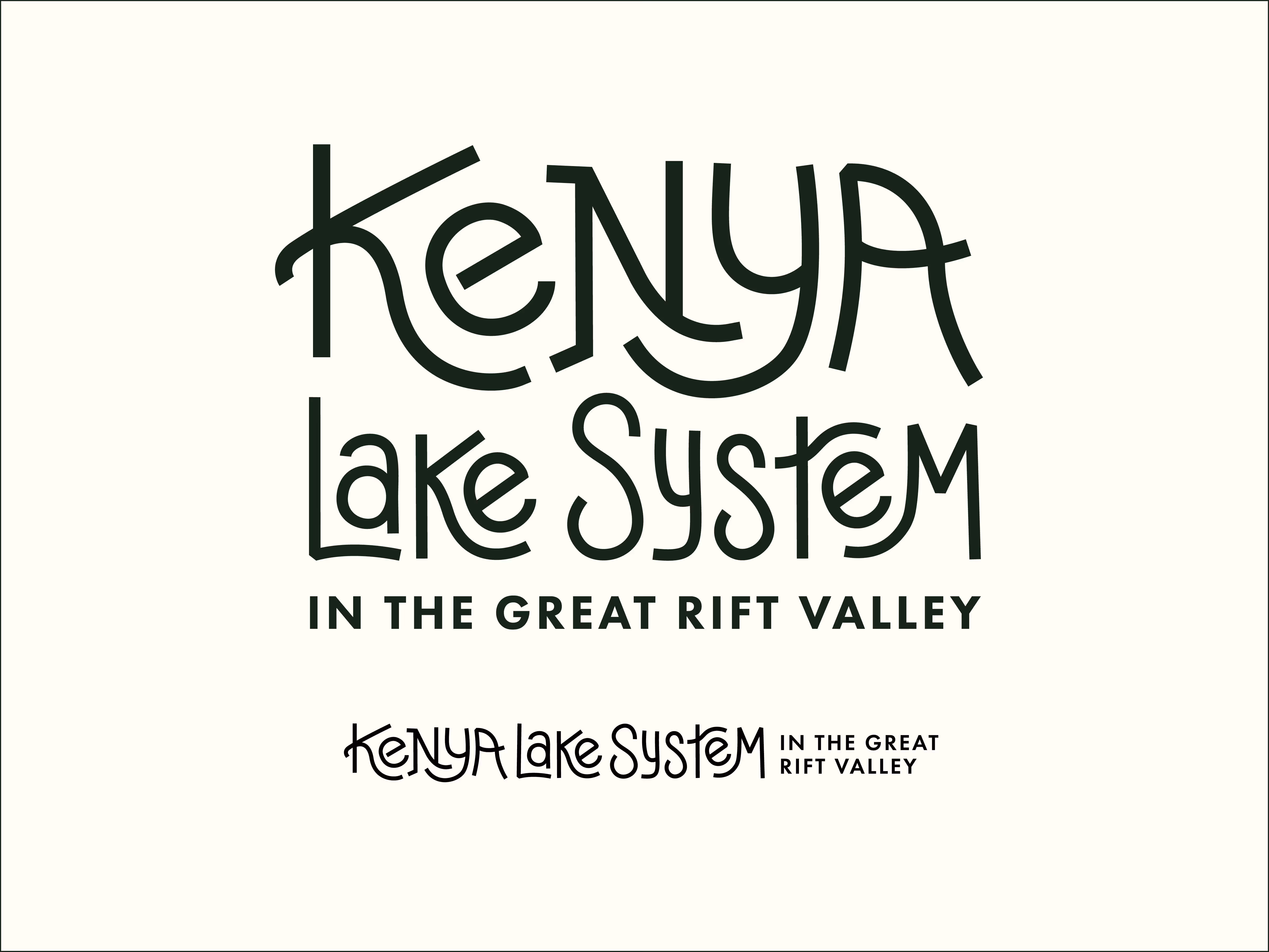 Text logo reading 'Kenya Lake System in the Great Rift Valley' in two stylized font versions on a light background.