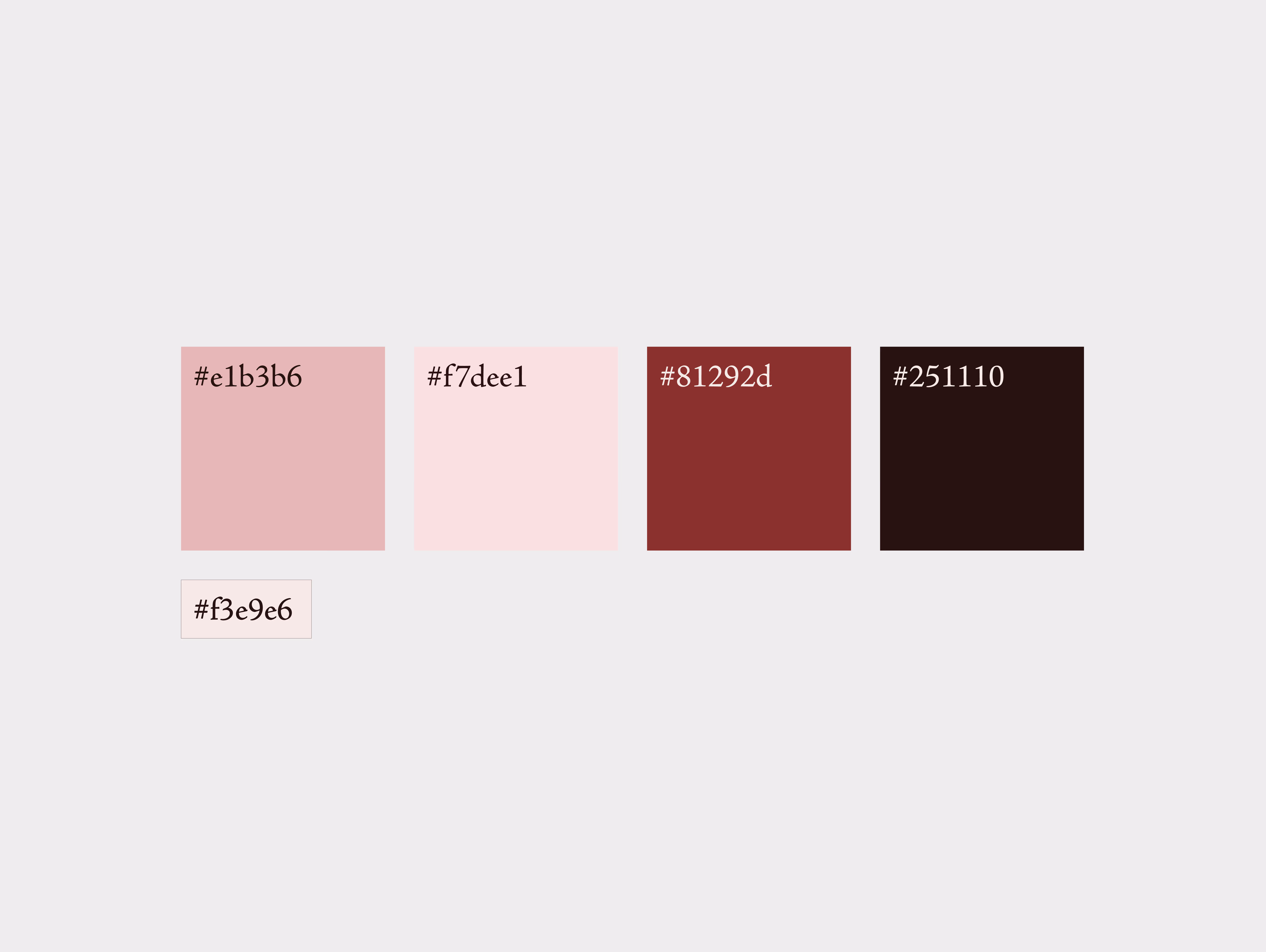 A color palette showing 2 pink colors, 1 maroonish red and a dark reddish black. 