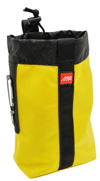 A yellow tool pouch to hold roofing supplies like nails