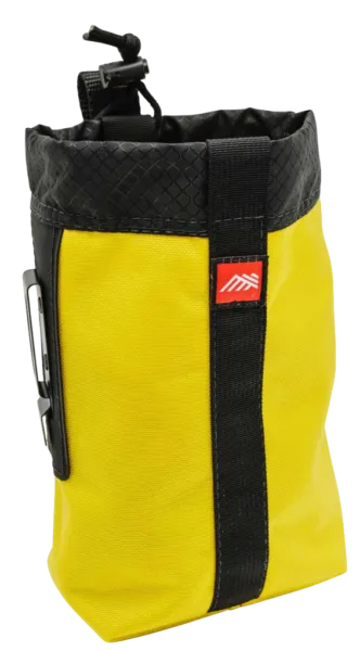 A yellow tool pouch to hold roofing supplies like nails
