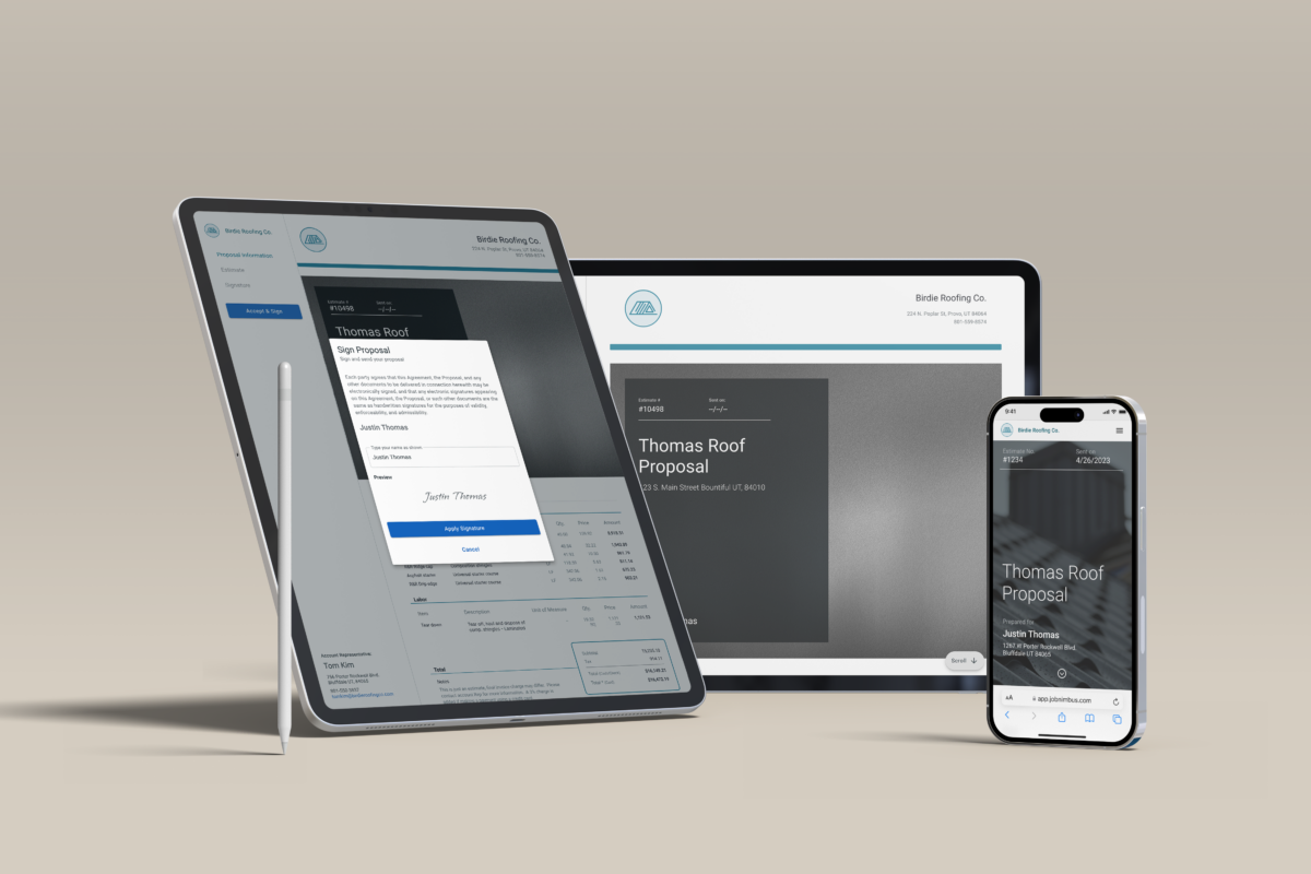 JobNimbus roofing software on multiple devices
