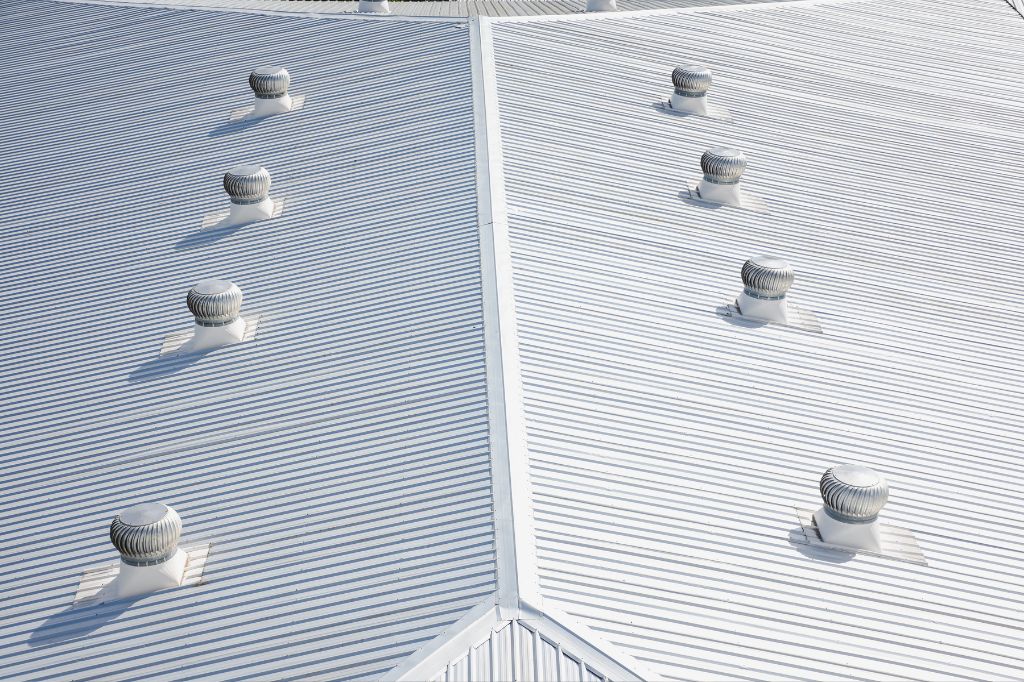 House with metal aluminum roof