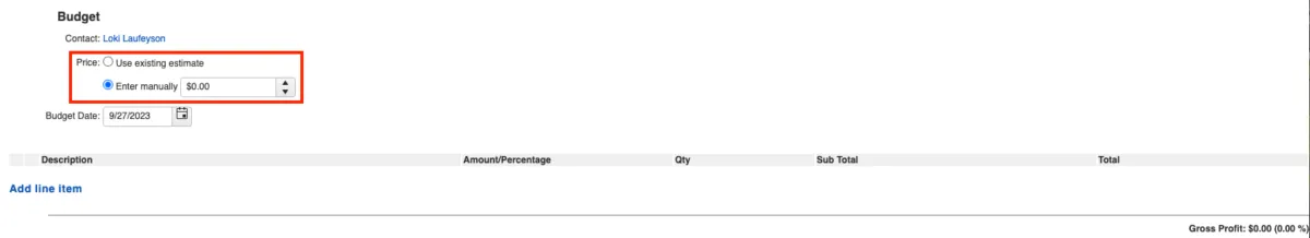 Adding your budget price