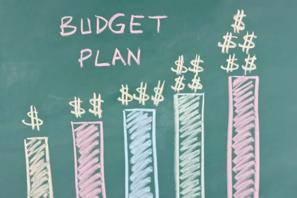 A bar graph of a budget plan