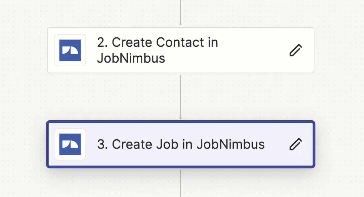 A Zap between JobNimbus and another software using Zapier