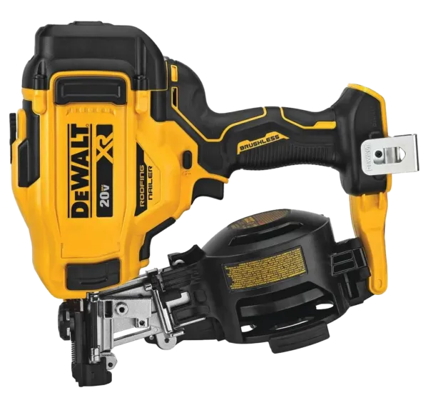 a yellow and black dewalt roof nail gun