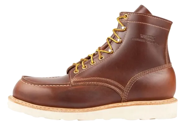 Tan leather lace-up boots for roofing