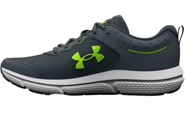 Under Armour black and green running shoe good for roofers