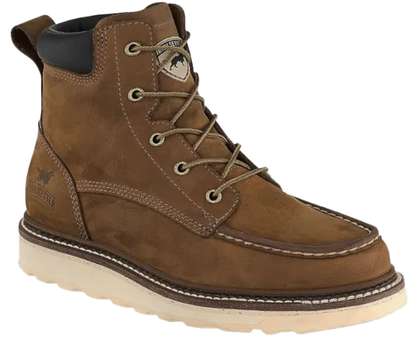 A tan leather work boot perfect for roofing professionals