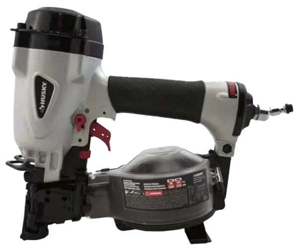 white and black cordless roofing nailer