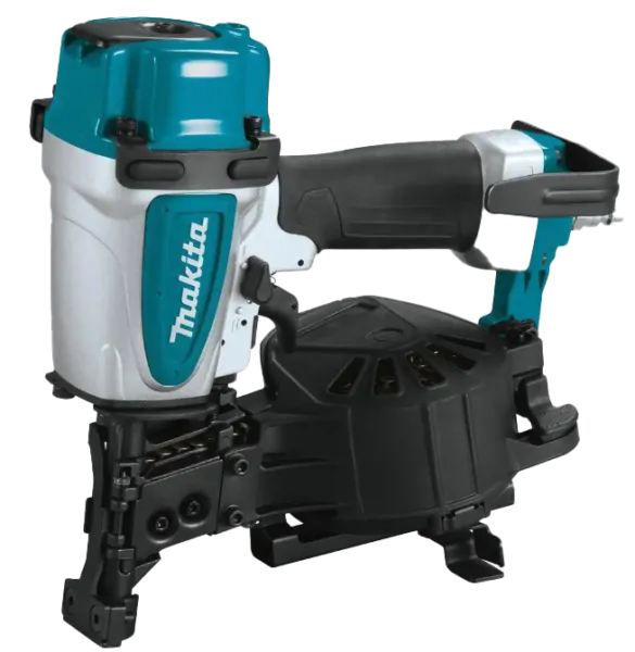 teal and white and black nail gun