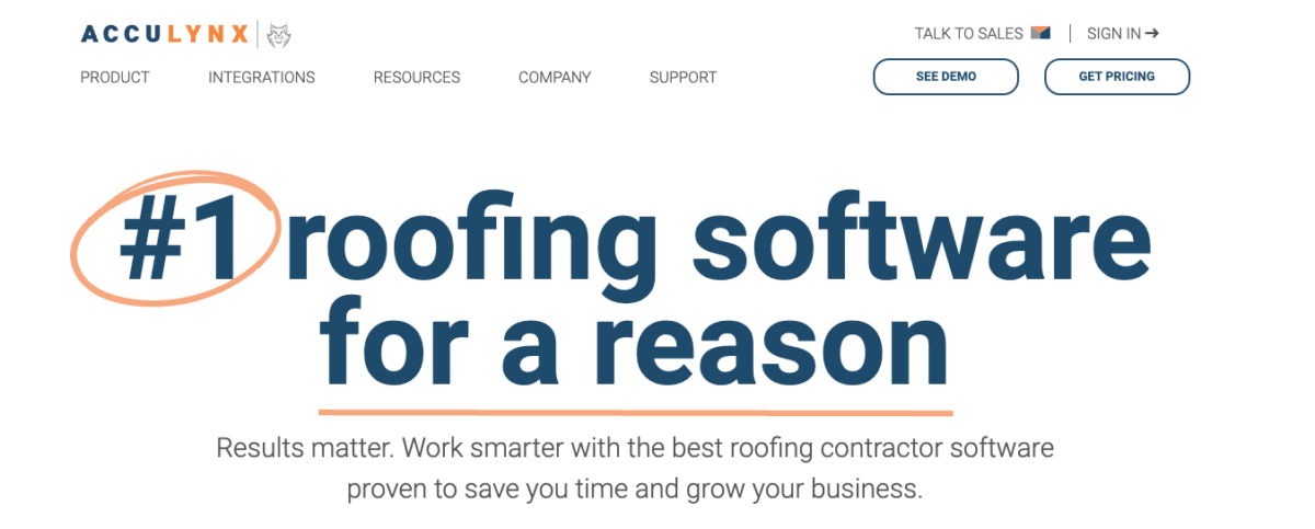 Acculynx roofing software home page with login