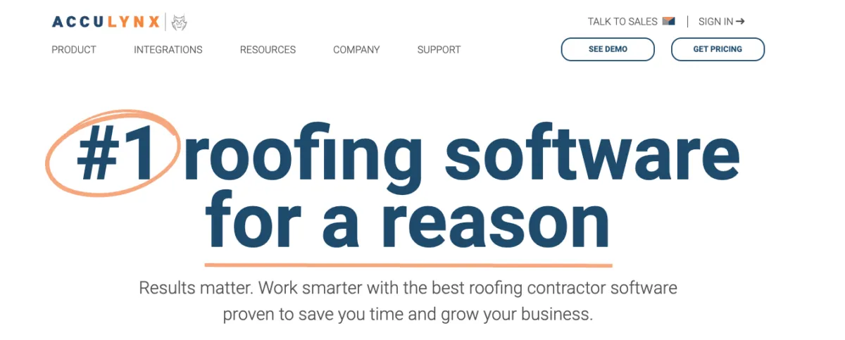 Acculynx roofing software home page with login
