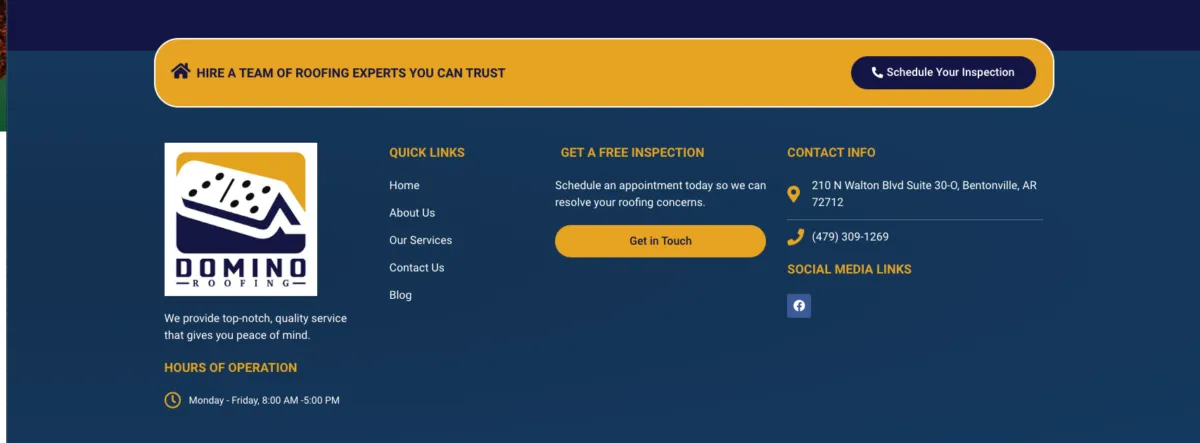 roofing website footer example