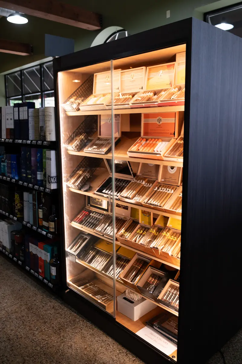 A humidor filled with cigars