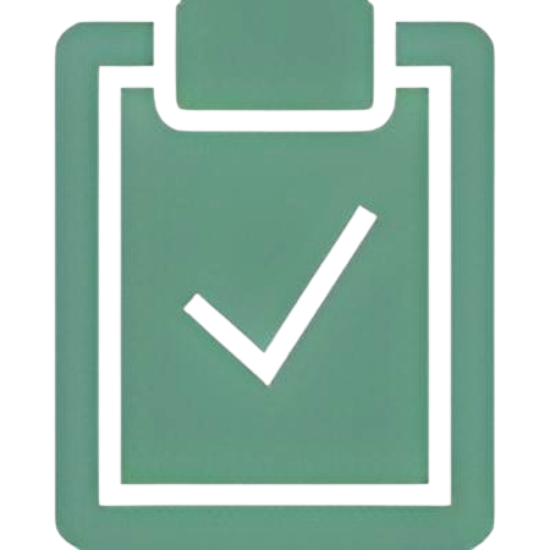 Checklist icon with a checkmark for quality assurance or task completion.