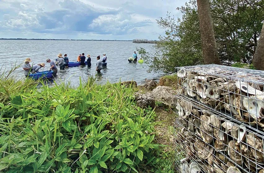 Illustrated scene of a suburban neighborhood during a rainstorm, with sprinkler heads raised in a lawn that doesn’t need watering due to heavy rainfall.