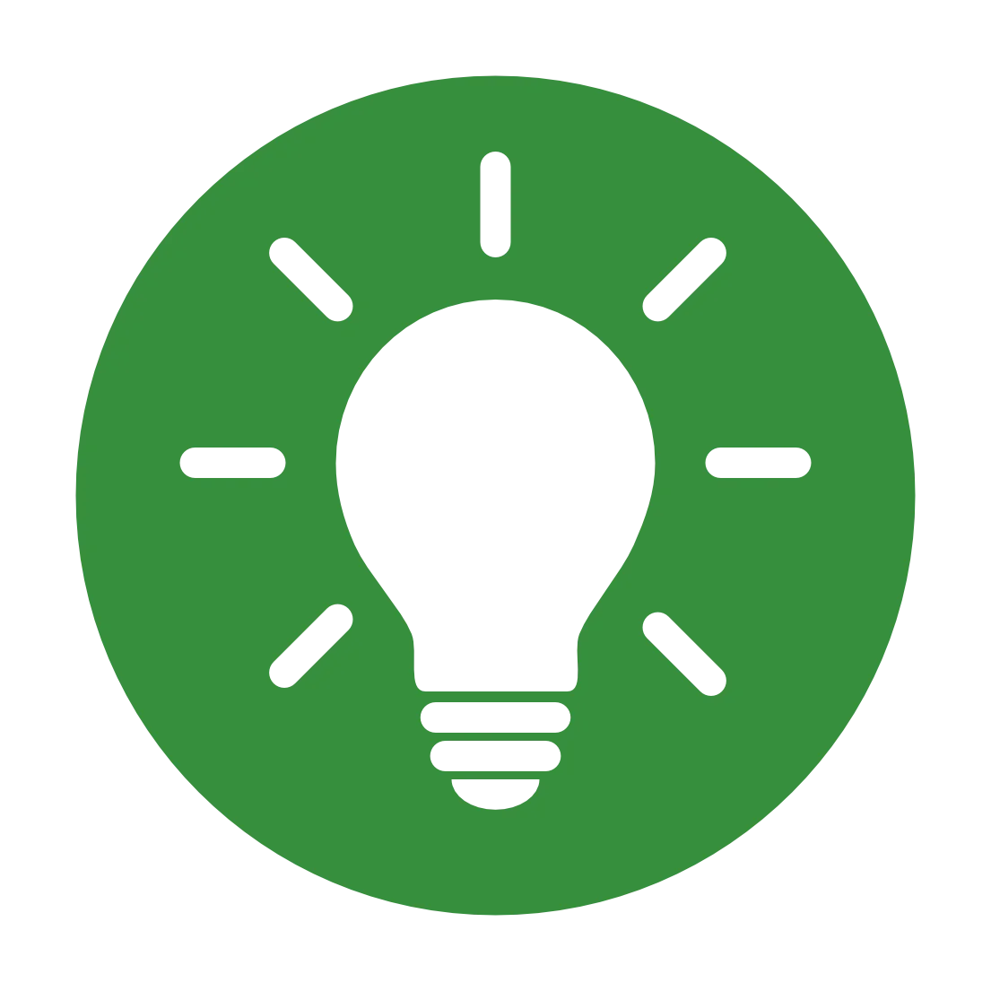 A green icon showing a lightbulb.