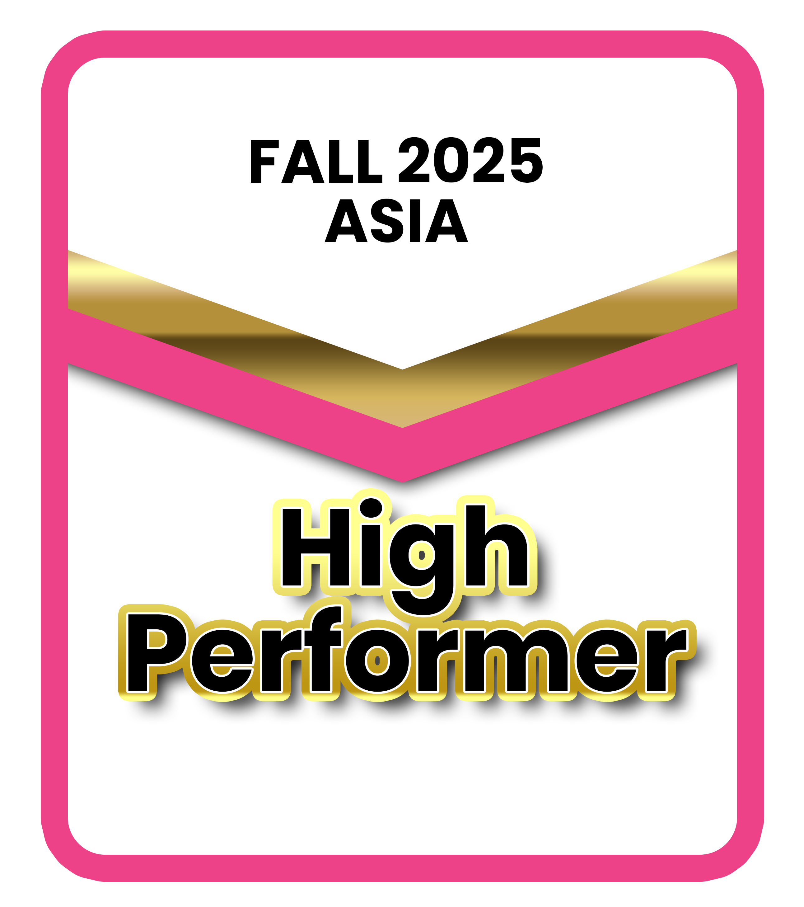 Badge with pink border and gold accent reading 'FALL 2025 ASIA' above bold text 'High Performer'.  | RemoteGenies