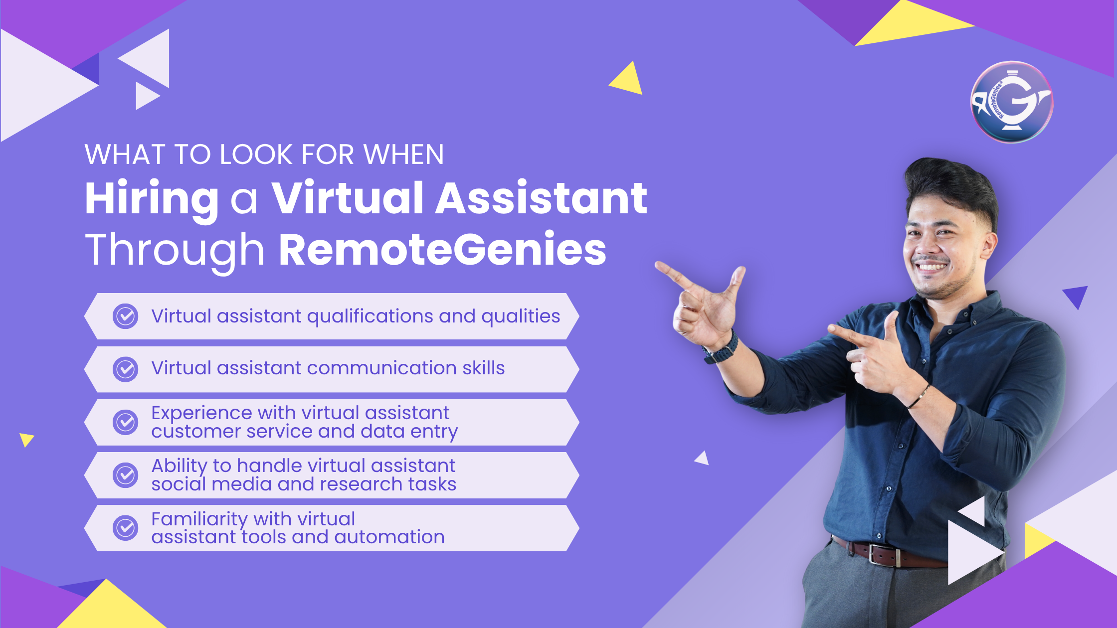 RemoteGenies is the top freelance marketplace for hiring pre-vetted Filipino freelancers. Get high-quality talent for a fraction of the cost.