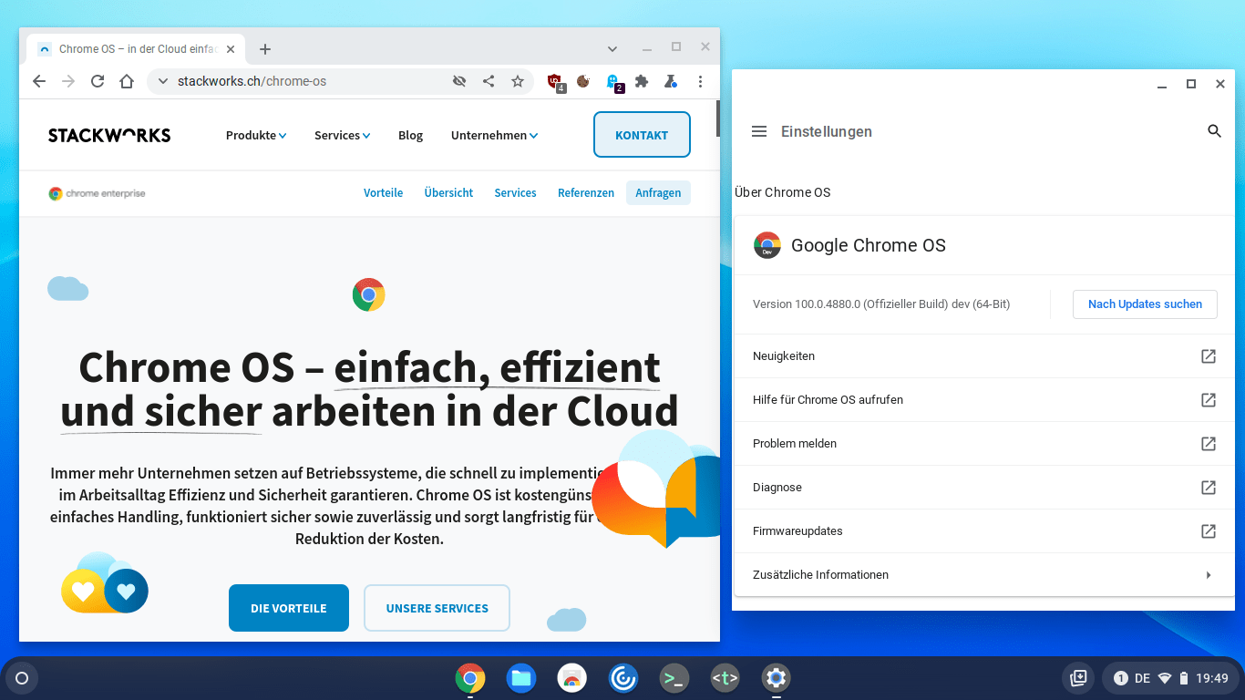 Screenshot des installieren Betriebssystems Chrome OS Flex