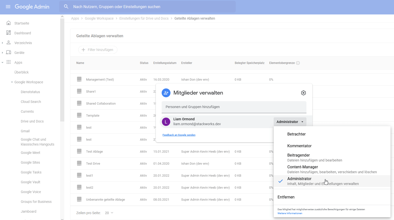Screenshot Google Admin Console