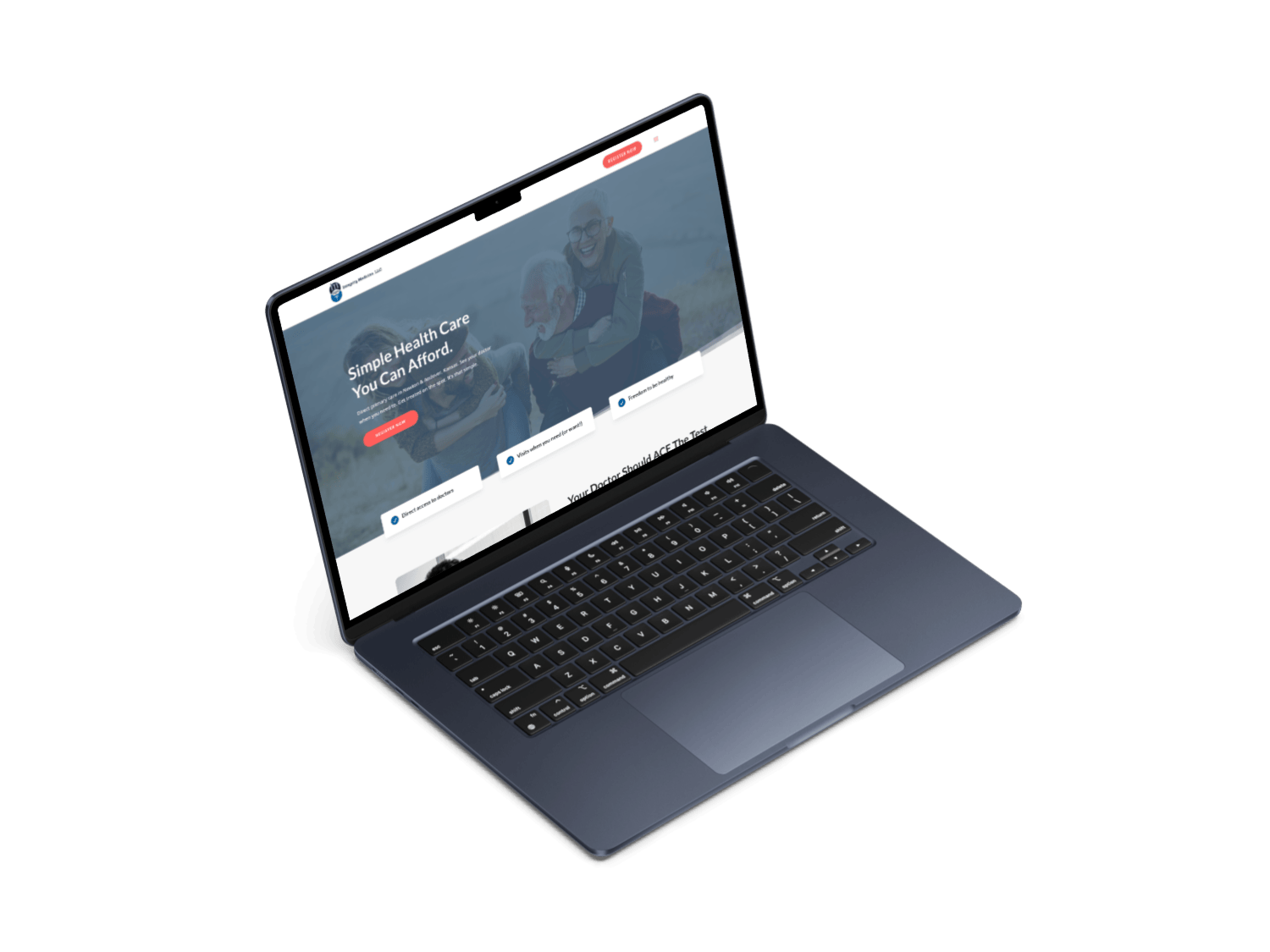A mockup of Integrity Medicine's homepage