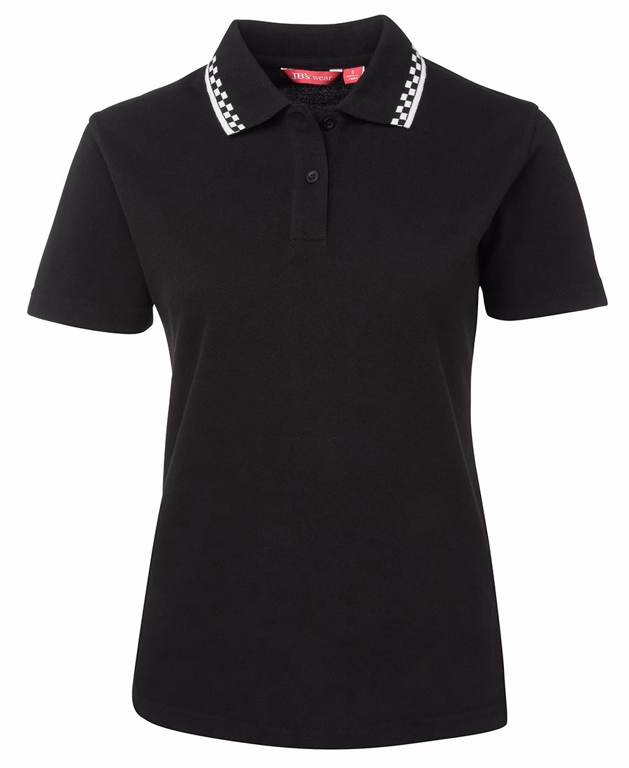 JB's LADIES CHEF POLO BLACK/WHITE
