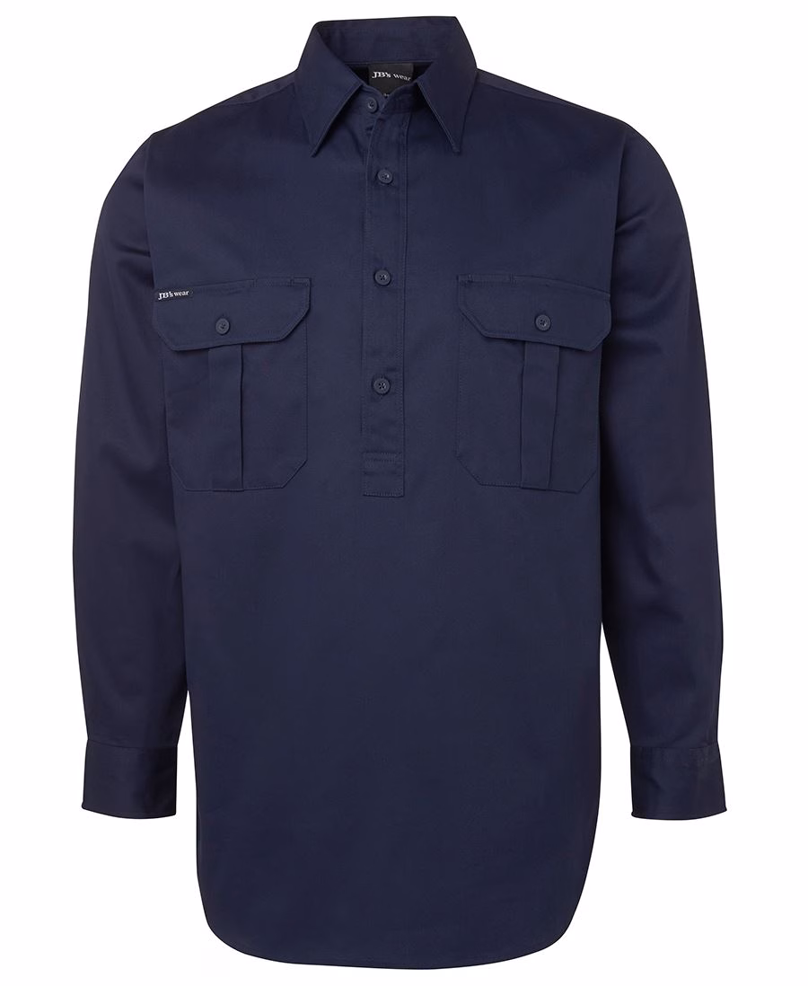 JB's CLOSE FRONT L/S WORK SHIRT NAVY