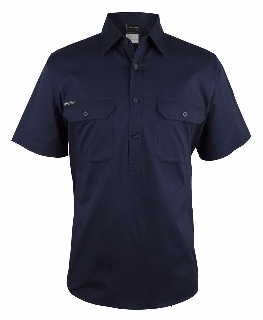 JB's CLOSE FRONT S/S 150G WORK SHIRT NAVY