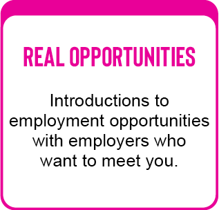 Real Opportunities tile: introductions to employers who want to meet you.